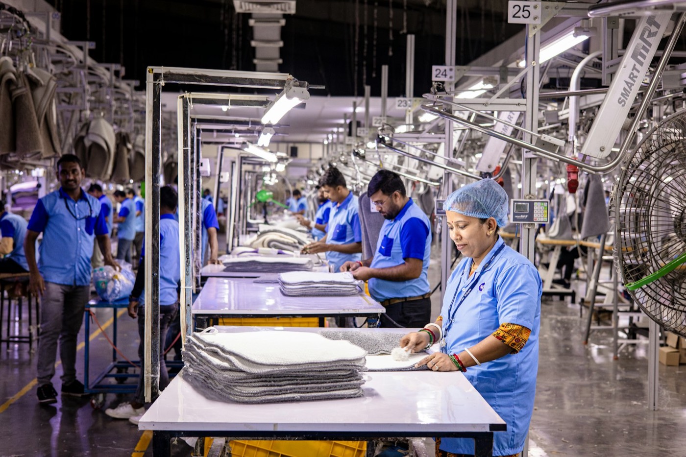 A production crew working a packing line.